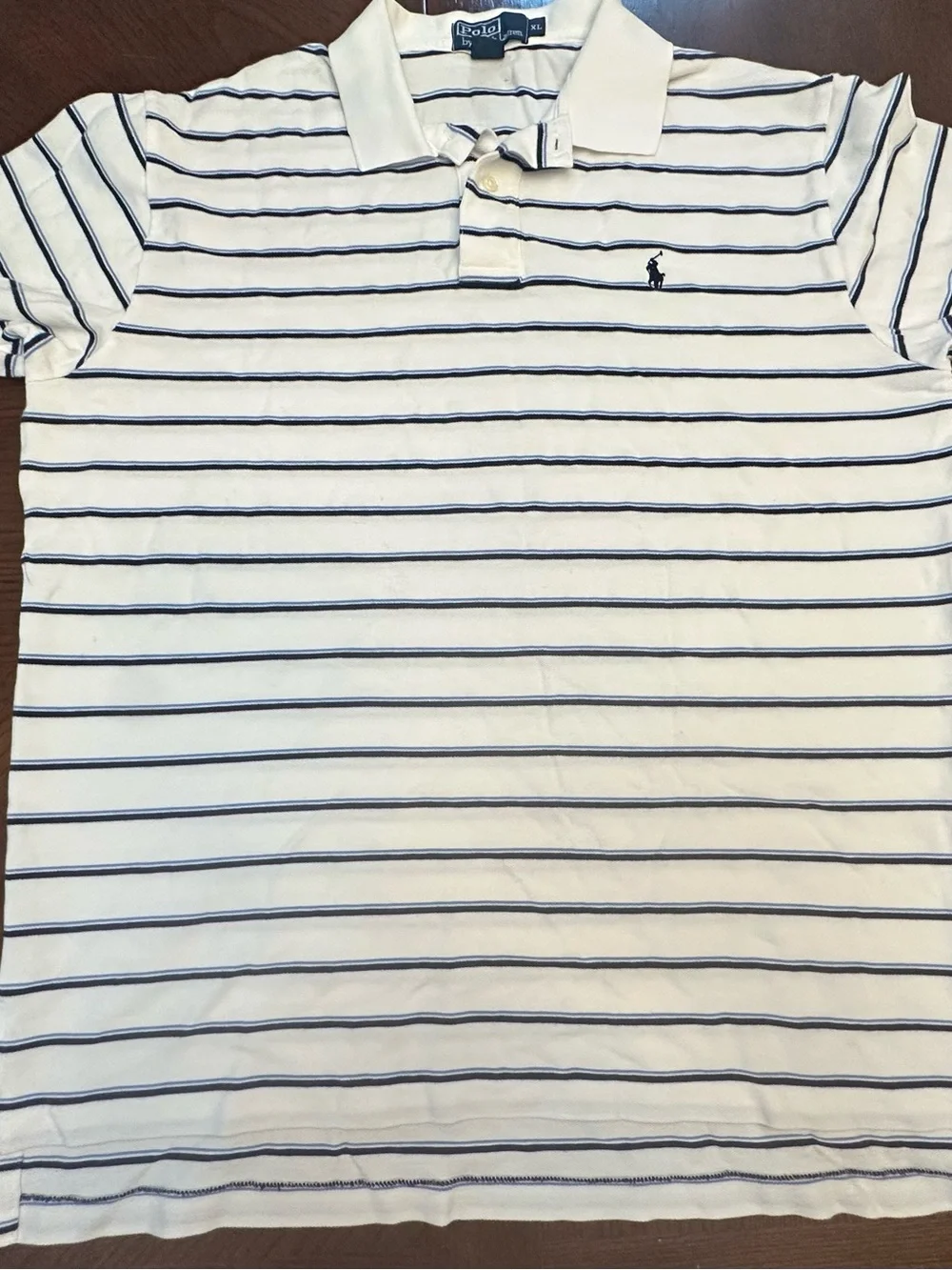Polo by Ralph Lauren White Polo Shirt with Navy Stripes